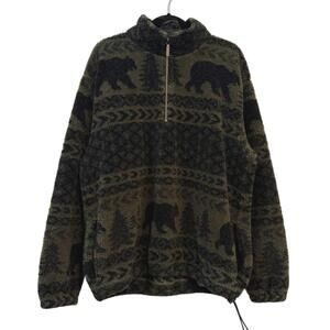 Vintage CabinCore Thick knit Pullover Quarter Zip Fleece